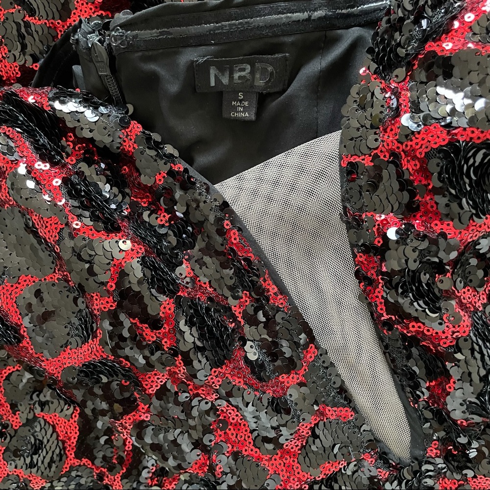 NBD Gerard Embellished Mini Dress in Black & Red - Picture 7 of 8